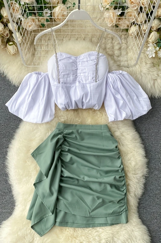 Женский костюм из двух предметов Cyanlee модный ажурный Топ без бретелек с рукавами