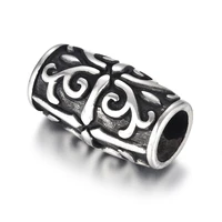stainless steel tube beads large hole 8mm polished vintage metal bead accessories for diy bracelet jewelry making