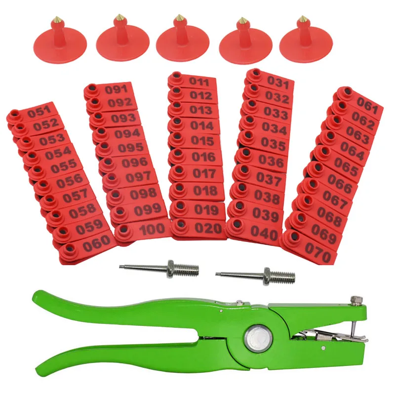 

Ear Tag Sheep Marker Applicator 001-100 Ear Tags For Goat Ldentification Kit Ear Tagger With 2 Pcs Pins Ear Tag Pliers