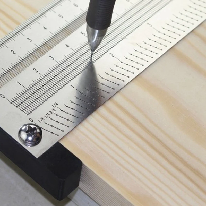 

High-Precision Hole Scale Ruler T-Rule T Square mm/in Fine Woodworking Scribe Mark Line Tool