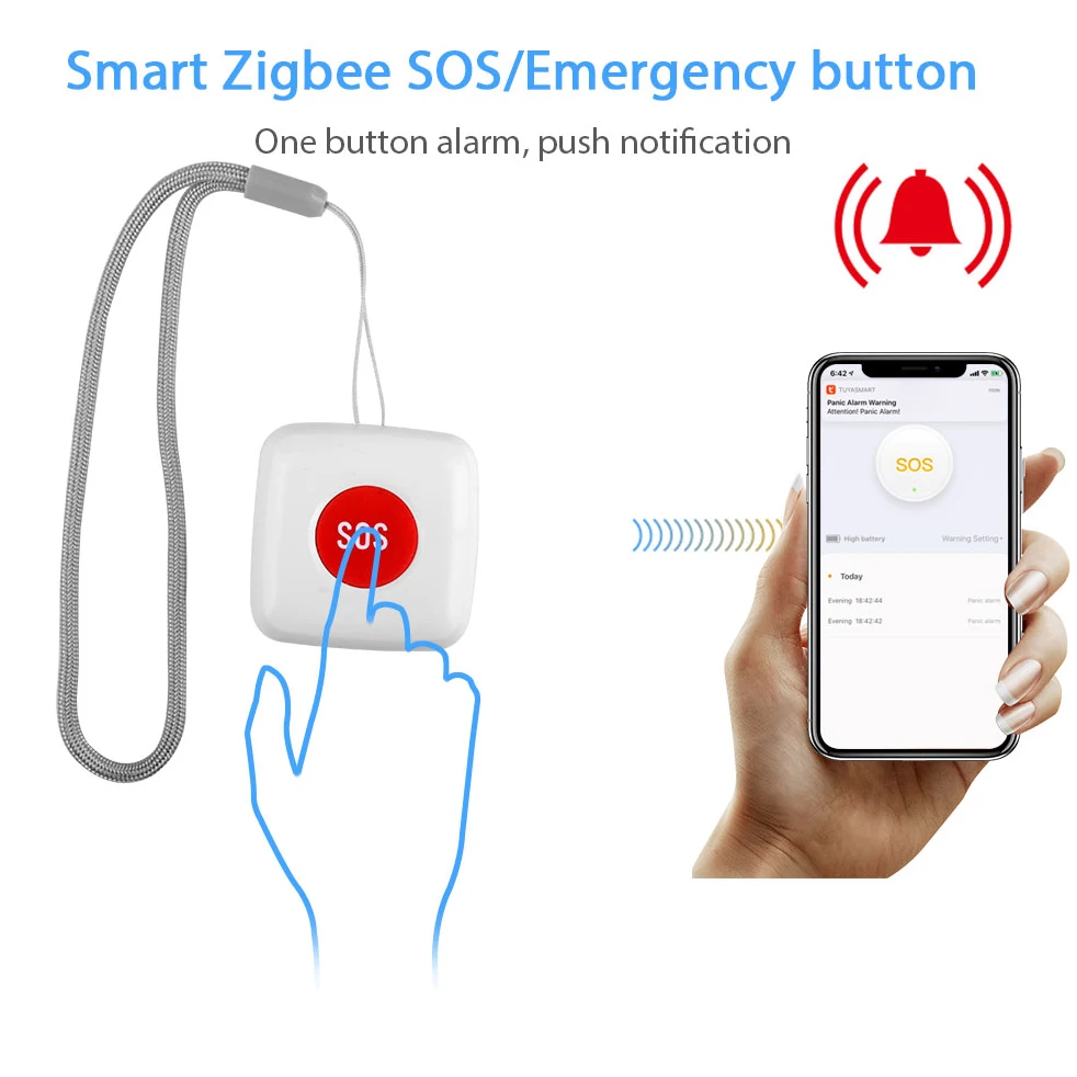 Кнопка сигнализации TUYA ZigBee кнопка SOS умный датчик сигнализация для пожилых людей