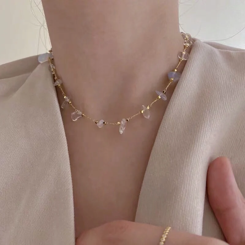 HUANZHI 2020 New Korean Irregular Geometric Transparent Colorful Acrylic Clear Natural Stones Choker Necklace for Women Jewelry | Украшения