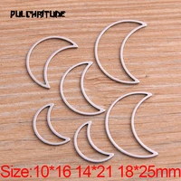 pulchritude 20pcs 3 size moon charm stainless steel pendant open bezels hollow pressed resin frame mold bezel diy jewelry making