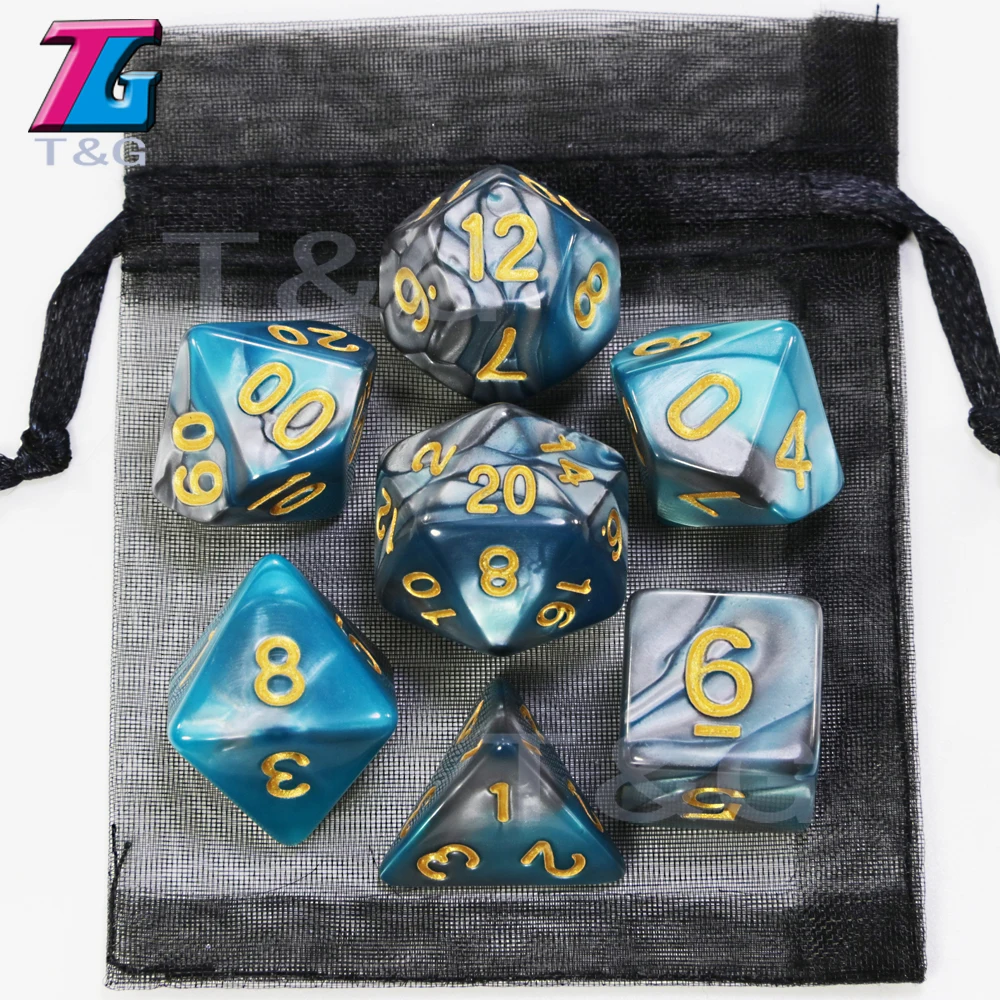 9 цветов микс игральные кости с мешком DND RPG портативные игрушки для взрослых детей пластиковые кубики специальный подарок подземелья драконы