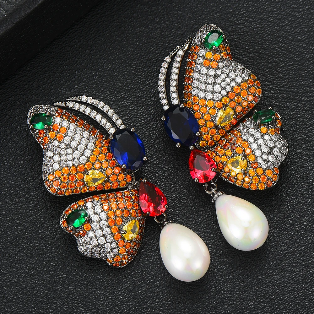 GODKI новые винтажные серьги в виде бабочек Роскошные богемные висячие с имитацией