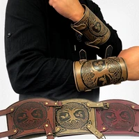 1 pair of traditional medieval sleeve cuffs archery arm protection full forearm leather adjustable bow wrist protection