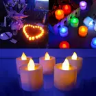 Светодиодные свечи на батарейке разноцветная свеча, имитация чайсветильник лампы, украшение для свадьбы, дня рождения, дома аксессуары для свечей