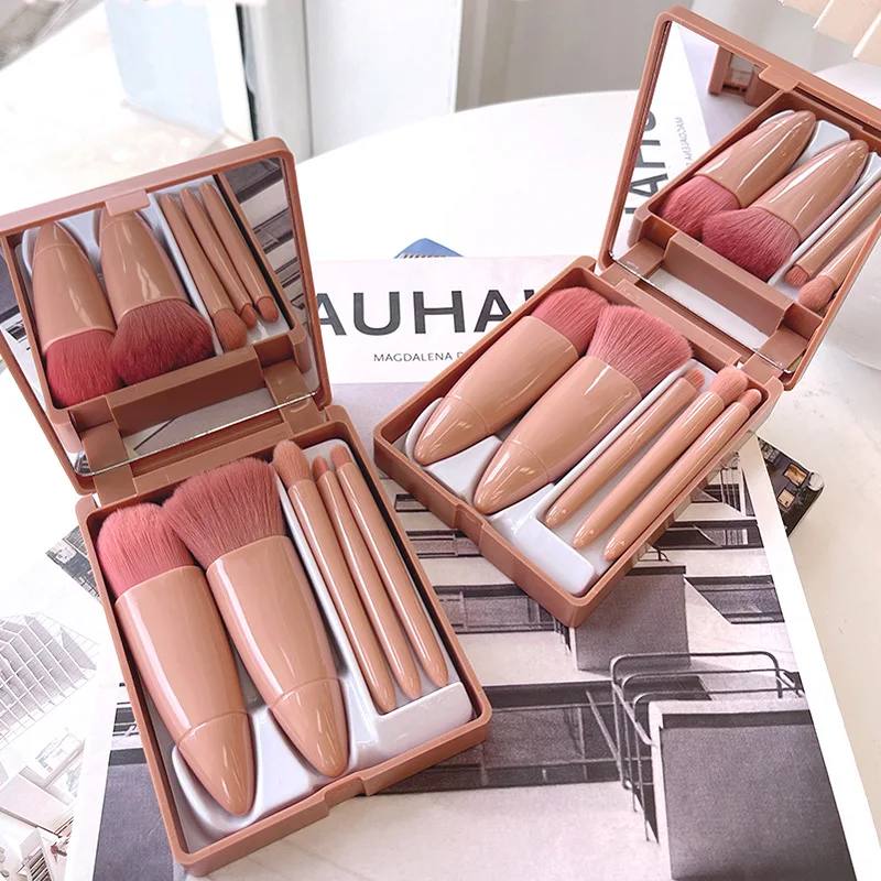 

Mini Makeup Brush Full Set Loose Powder Brush Eye Shadow Brush Fiber Soft Hair Makeup Brush Set Portable 5-piece Set of Beauty t