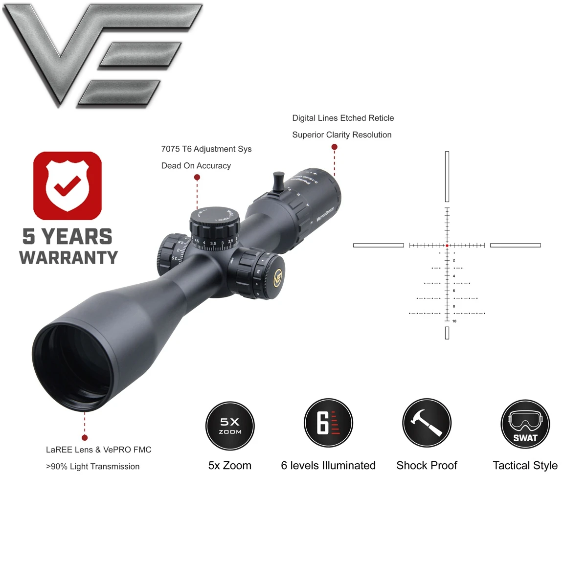 Vector Optics Paragon Gen2 3 15x 50 мм высококачественный Тактический оптический прицел с
