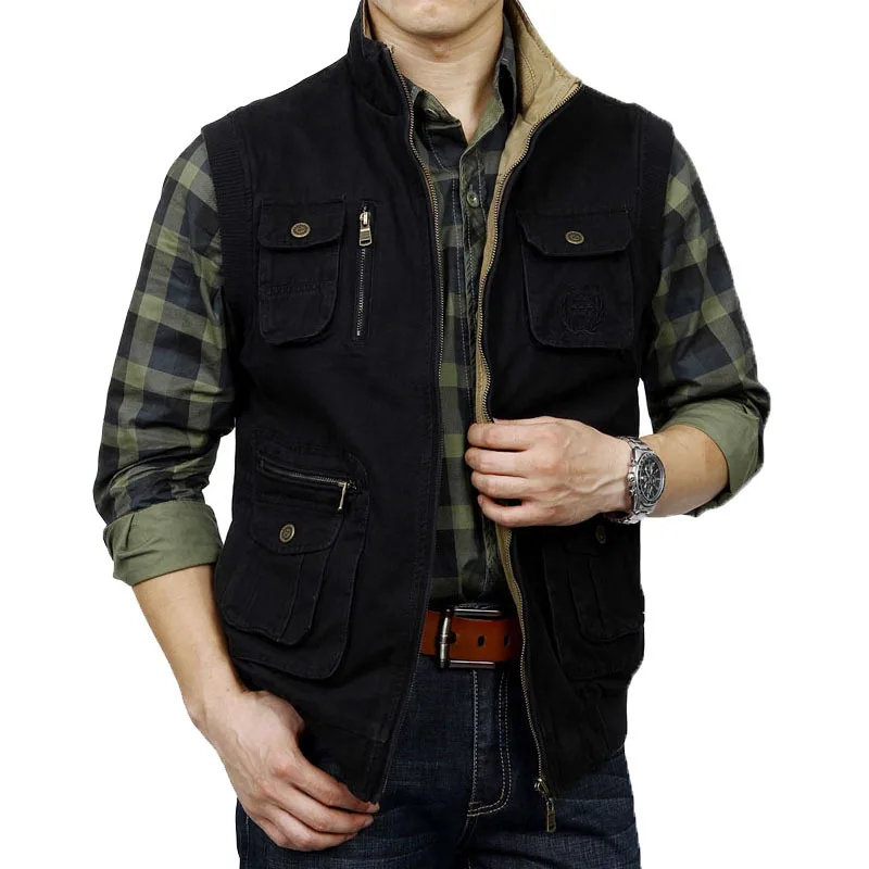 Жилет Мужской без рукавов повседневная куртка в стиле милитари с несколькими
