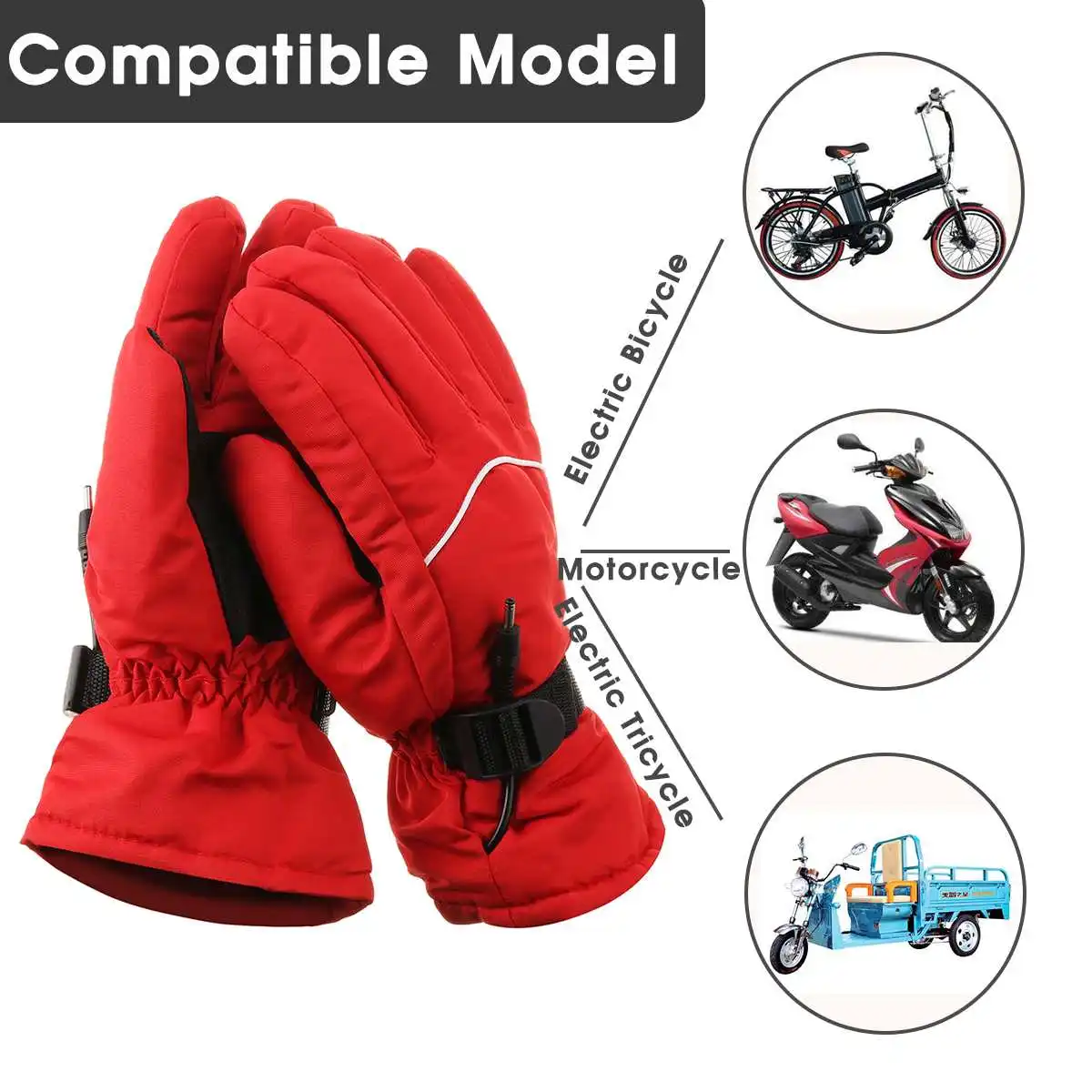 

3-gears Electric Heated Outdoor Cycling Snow Ski Gloves for Motorcycle Motorbike Thermal Gloves Winter Hand Warmer Gloves