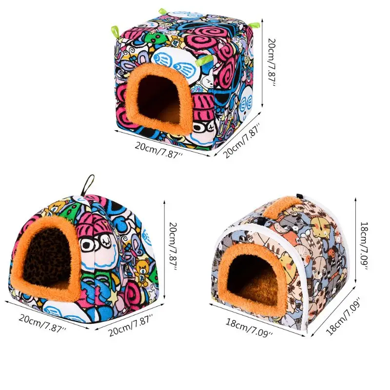 

Small Animal Guinea Pig Hamster Hedgehog Bed House Warm Cage Bed Habitat Cave Washable Cartoon Nest Cage Bed Home Pets Supplies