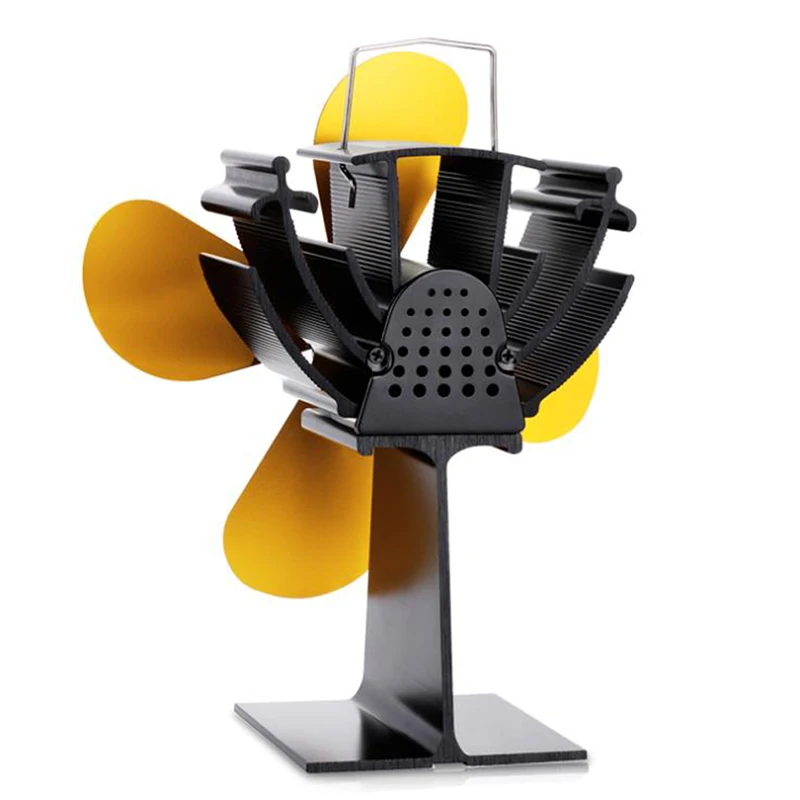 

European Style Contracted 4 Blades Portable Fireplace Fan Efficient Heat Dissipation Stove Fan Home Decoration Without Battery