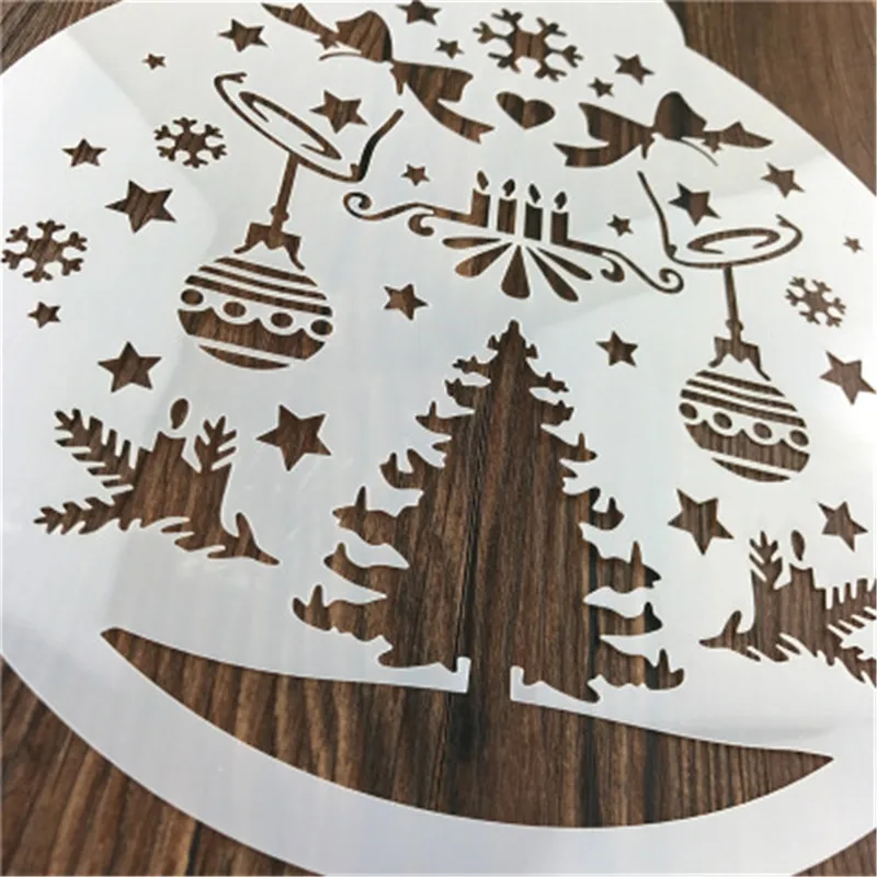 

5pcs Winter Happy Birthday Christmas Snowflakes Reusable Stencil Airbrush Painting Art Cake Spray Mold DIY Decor Crafts