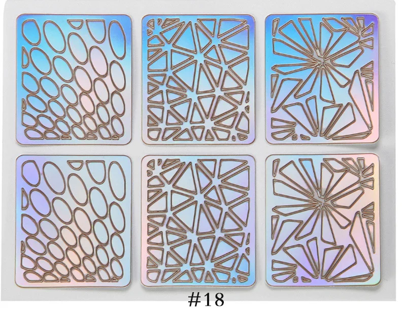 6/12/24 Sheets/lot DIY 3D Hollow Laser Sticker ForNail Art Stencil Gel Polish Nail Vinyl Tip Transfer Guide Template Nail Decals