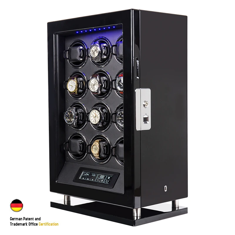 

Luxury Wood Watch Box Mechanical Watches Winder Organizer Storage Boxes Automatic Rotation With Fingerprint Lock