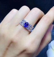 vintage silver sapphire ring for party 4mm6mm natural blue sapphire silver ring solid 925 silver sapphire jewelry