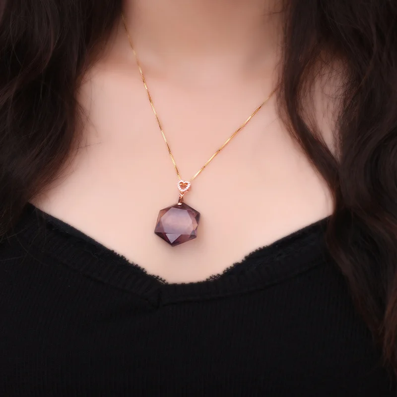 

Natural Striped Fluorite Crystals No Hole Six-pointed Star Rope Chain Necklace Pendant Couple DIY Jewelry Accessories