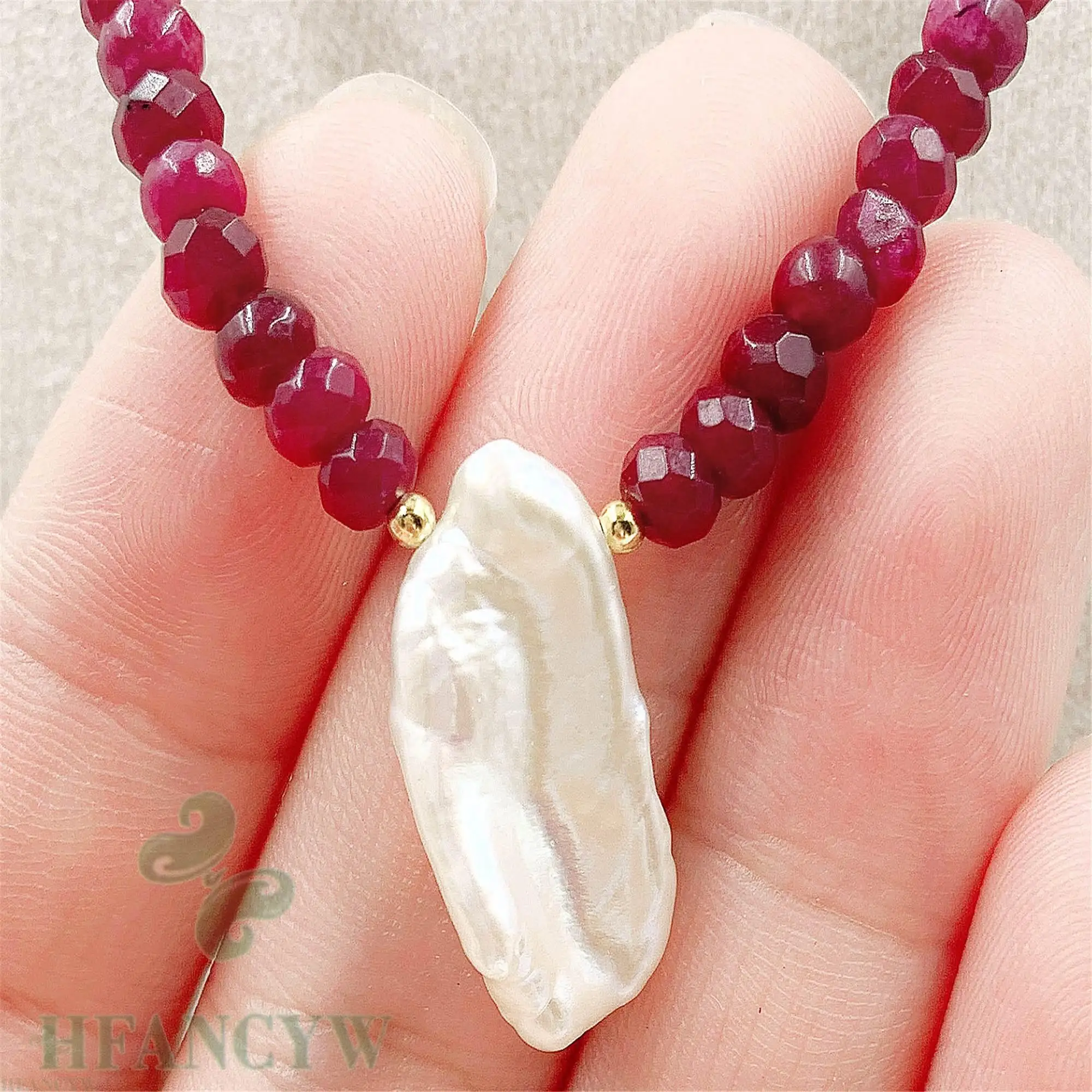 Красный халцедон жемчужная подвеска в стиле барокко ожерелье 18 дюймов Diy висят