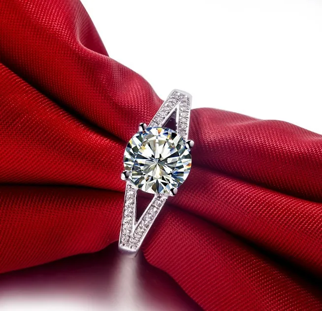 

Test Positive 2Ct 8mm D-E Lab-Grown Moissanite Diamond Ring Classic Gift 925 Sterling Silver Engagement Ring Female Ring