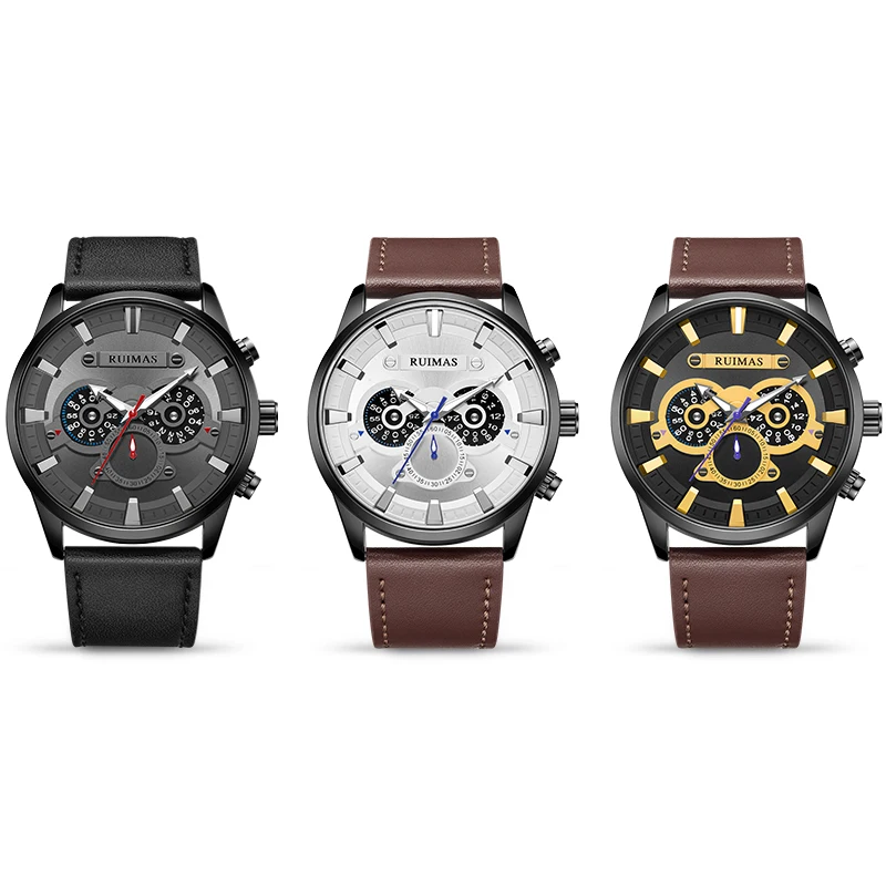 RUIMAS Montre Homme 2019 мужские часы с хронографом кварцевые водонепроницаемым