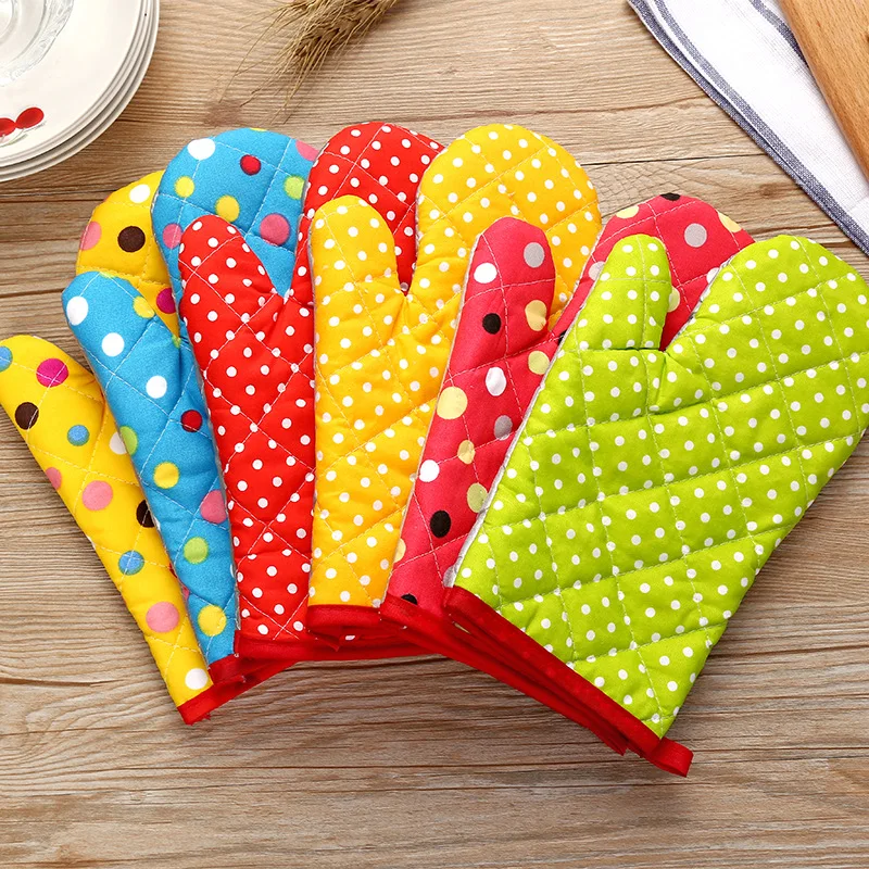 

1Pcs Dot Pattern for Baking Polyester Cotton Kitchen Supplies Heat Resistant Single Gloves Multi-Function Thickening
