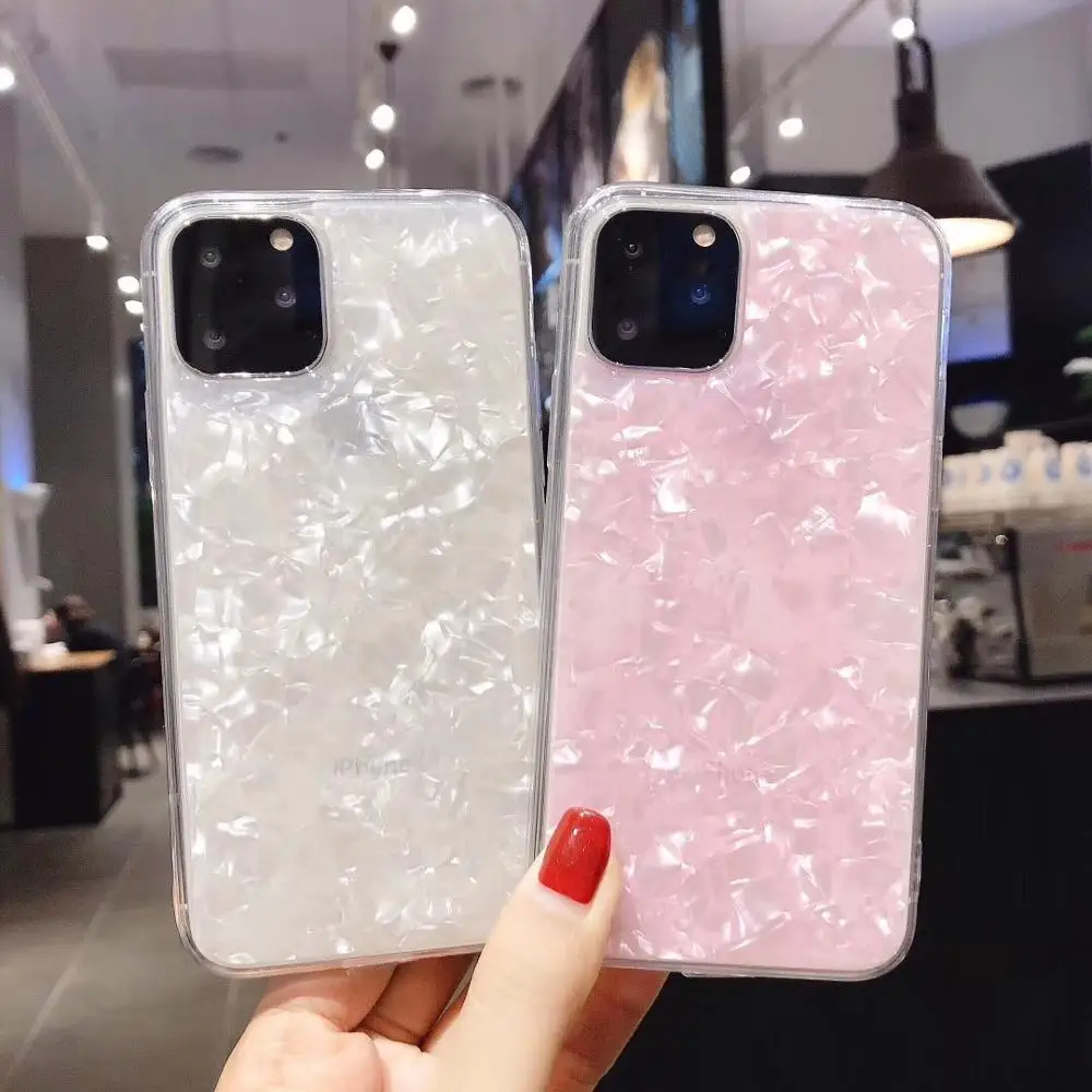 Роскошный блестящий чехол с жемчужными ракушками для iPhone 11 задняя крышка 12 pro Max 5