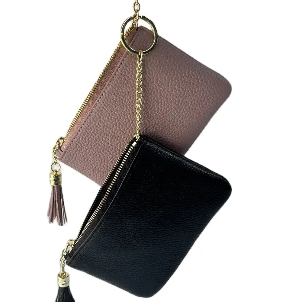 

Designer Luxury High Quality Genuine Leather Women Coin Purses Bag Cardholder Litchi Pattern GG Tassel Pendant Key Buckle