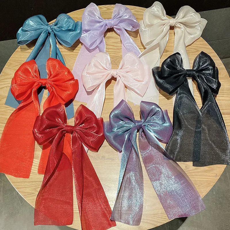 

2021 New Satin Hair Clip Girls Bow Hair Band Trendy Ribbon Hairpin Temperament Ribbon Bow Ladies Headwear Hair Accessories