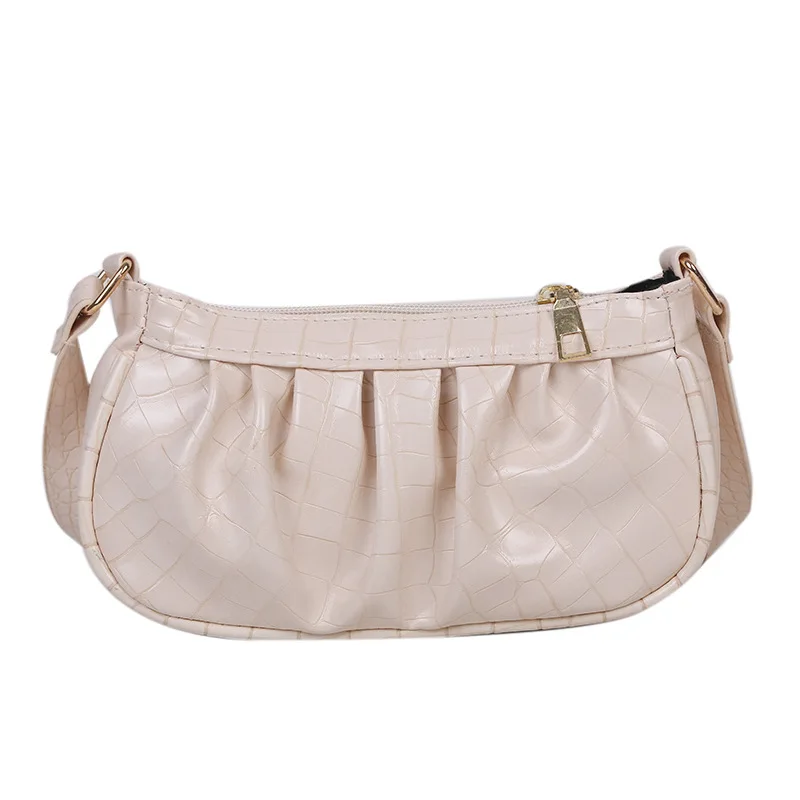 

Popular Fold Underarm Bags Summer New Crocodile Pattern Ladies Shoulder Bag Fashion PU Leather Zipper Handbags for Women 2021