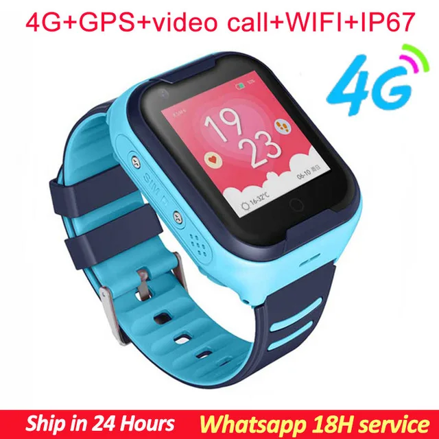 Синий Детские Смарт-часы Детские 4G Wifi gps трекер детский телефон-часы цифровой SOS Будильник камера телефон часы для детей PK Q90 - Цвет: Синий