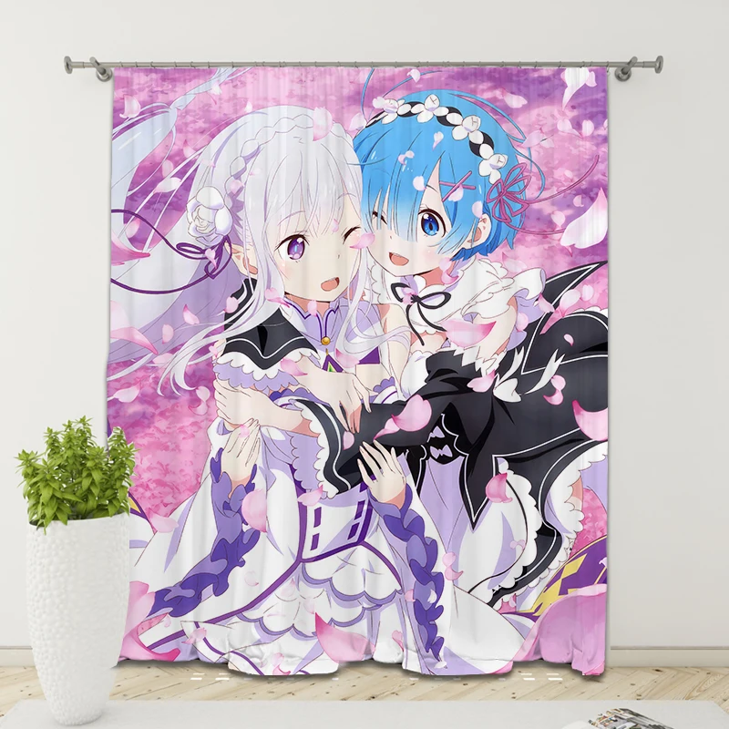 Популярные занавески с аниме рисунком Rem Ram для детской спальни гостиной домашний