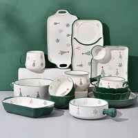 christmas bone china dinner set ceramic sushi fruit plate candy dish trays decorative dumpling plate kitchen dinnerware set