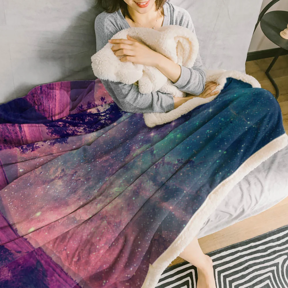 Фантазия Пейзаж Небо деревья покрывало одеяла флис пледы Покрывало