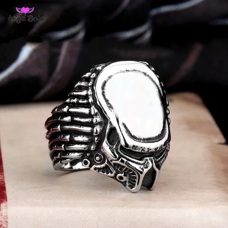Мужское кольцо в готическом стиле маска для властителя инопланетян хищник