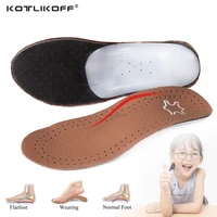 children severe flat foot insoles kid leather orthotic insole for high arch support relief pain ox leg corrected shoes sole
