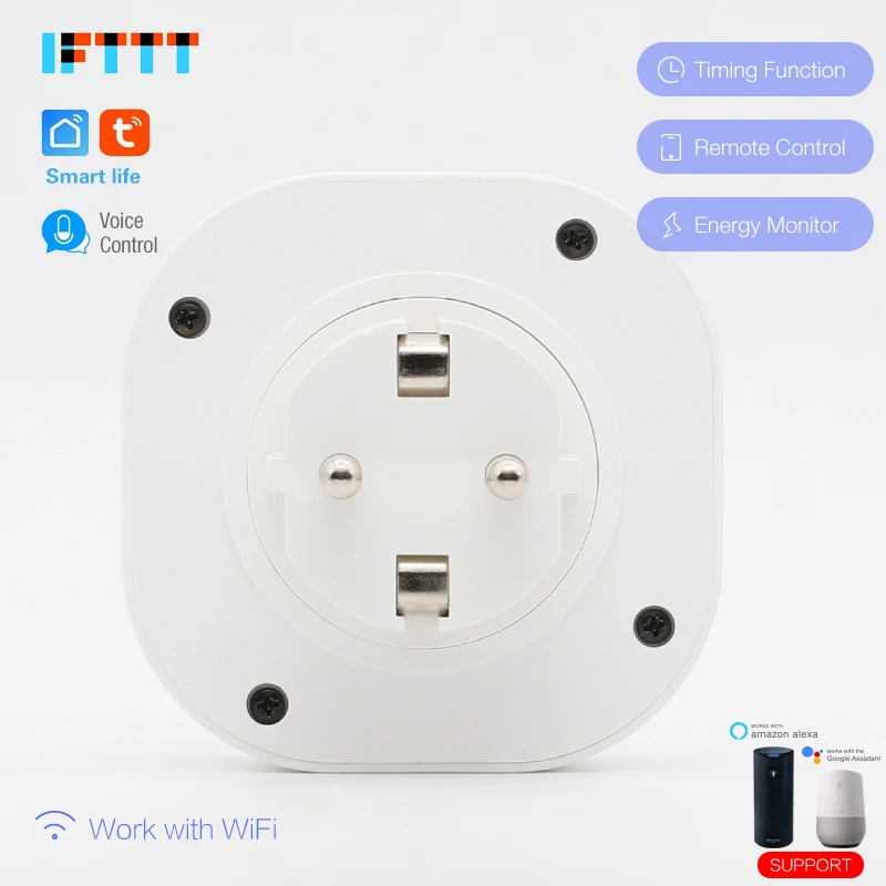 20pcs 16A WIFI Smart EU Korea Russia Europe Plug socket with Power Monitor Timing Socket Wireless Outlet Voice Control |