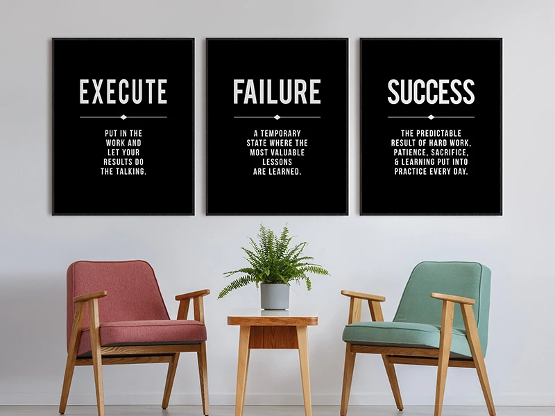Цитата успеха художественное оформление на стену офиса большой черный плакат