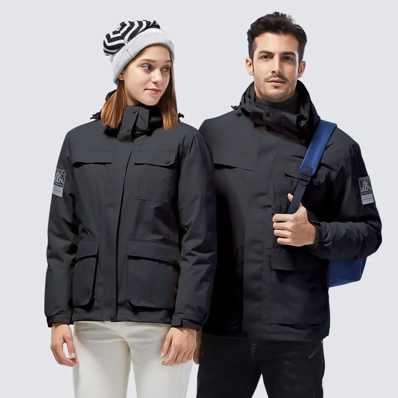 Winter White Duck down Feather Liner Outdoor Keep Warm Shell Jacket Three-in-One Waterproof Windproof Korean Coat