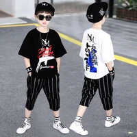 teens handsome boys clothing set t shirt shorts cotton sport suit summer outfits boy clothes sportwear for 4 7 8 10 11 14 years