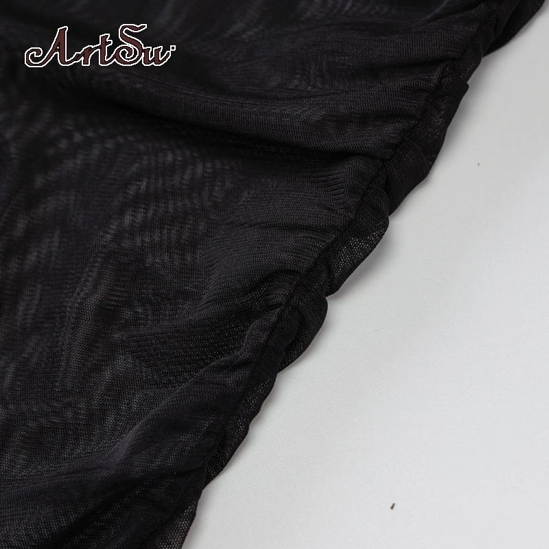 

Artsu 2021 Short Sleeve Halter Hollow Out Hole Backless Bodycon Dress Summer Sexy Women Streetwear Party Casual Club ASVE83236