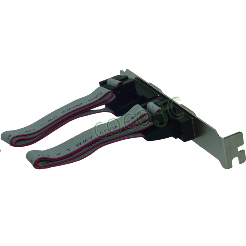 2 порта DB9 штекер-гнездо с длинным профильным кронштейном Серийный порт плоский