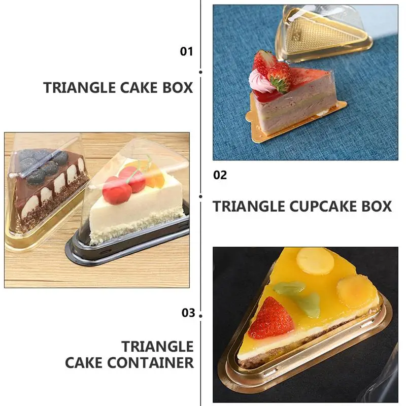 

100pcs Transparent Triangle Mousse Cake Boxes Single Cupcake Container