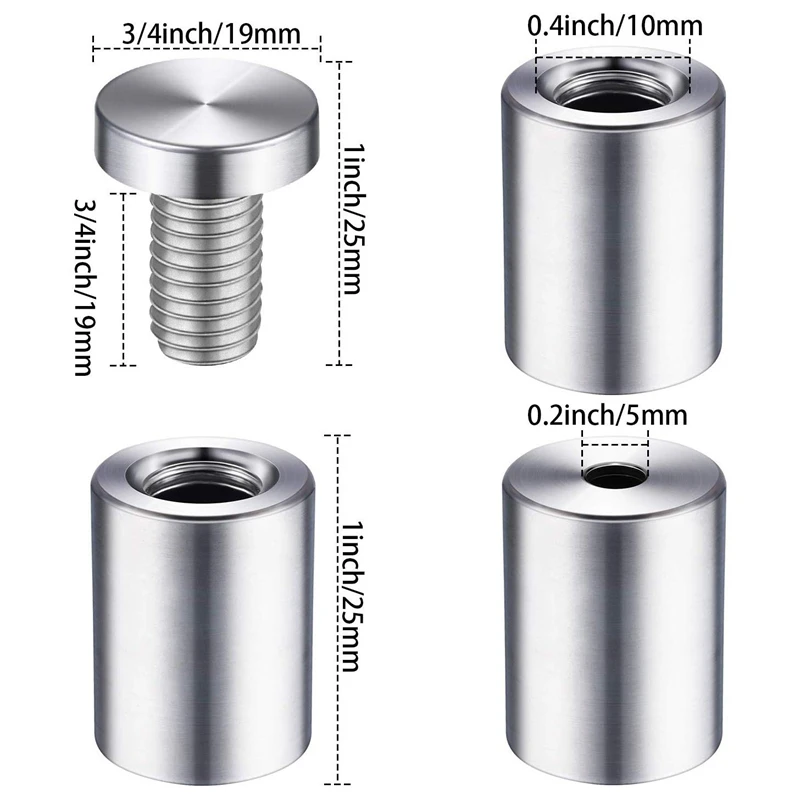

48Pcs 3/4 x 1 Inch Sign Holders Standoff Screws Wall Standoff Holders Screws Mount Hardware Advertising Glass Acrylic Standoff S