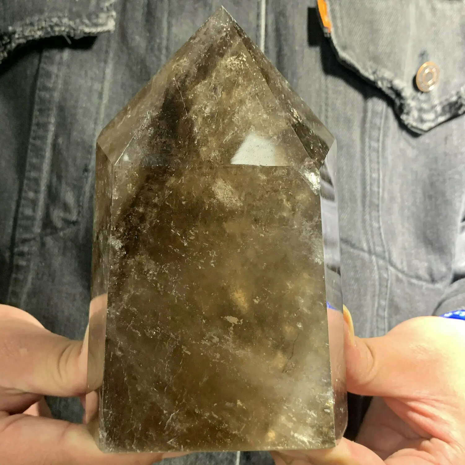 

Natural smoky citrine quartz obelisk crystal wand point healing