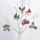 Рождественские украшения, деревянный красочный автомобиль, украшения для рождественской елки, подвесной Декор для дома, детские игрушки, подарок на Рождество, Новый год