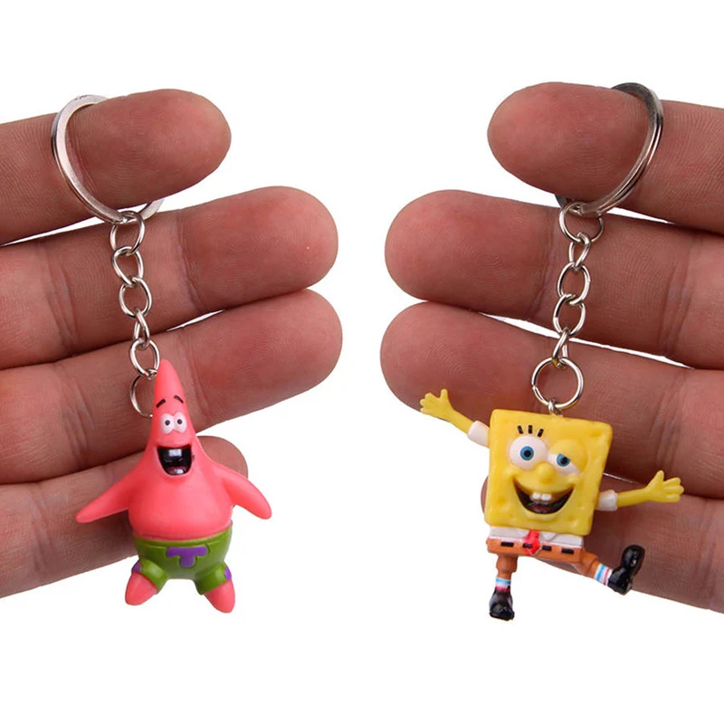 4and2 LXJERY 5 стилей мультфильм Spongebob герои брелок для женщин прекрасная цепочка для ключа сумка подвеска брелок для женщин дети девочки игрушка подарок - Цвет: 4and2