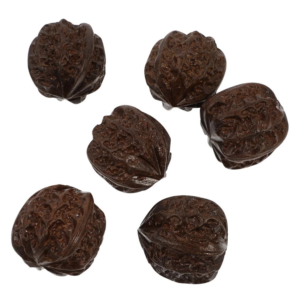 

6Pcs Wooden Hand Exercise Balls Acupressure Hand Balls (Dark Brown)