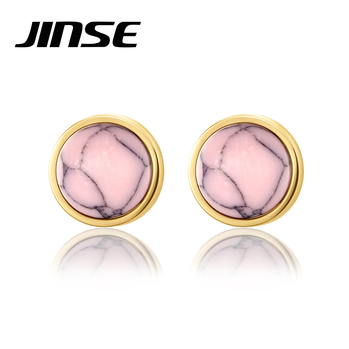 

Серьги-гвоздики JINSE из нержавеющей стали женские, ювелирные украшения в стиле бохо с розовым бирюзовым камнем, Подарочная бижутерия под зол...