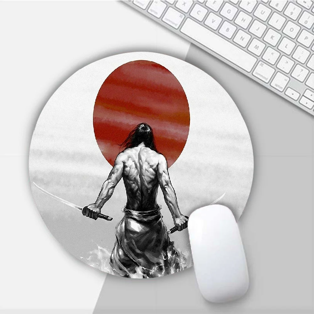 

Japanese Bushido Samurai Round Mouse Mat Gaming Mouse Pad For PC Laptop Notebook 20x20cm Gamer Desk Pad